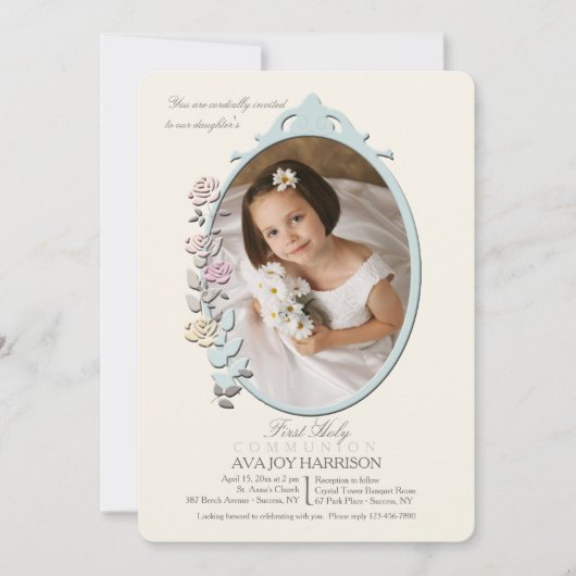 Sweet Reflection Foto Erste Heilige Kommune Einladung (Vorderseite)
