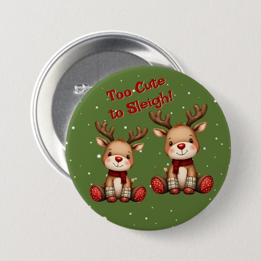 Sweet Reindeer Pair in Holiday Snowfall Button (Vorne & Hinten)