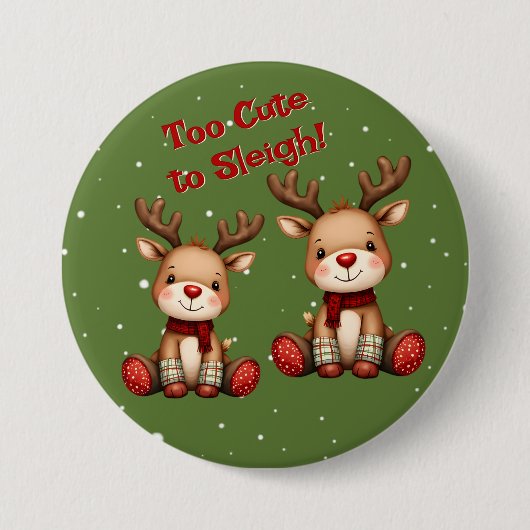 Sweet Reindeer Pair in Holiday Snowfall Button (Vorderseite)