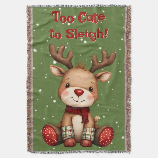 Sweet Reindeer Pair in Holiday Snowfall Decke (Vorderseite Vertikal)