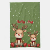 Sweet Reindeer Pair in Holiday Snowfall Geschirrtuch (Vertikal)