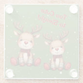 Sweet Reindeer Pair in Holiday Snowfall Glasuntersetzer (Rückseite)