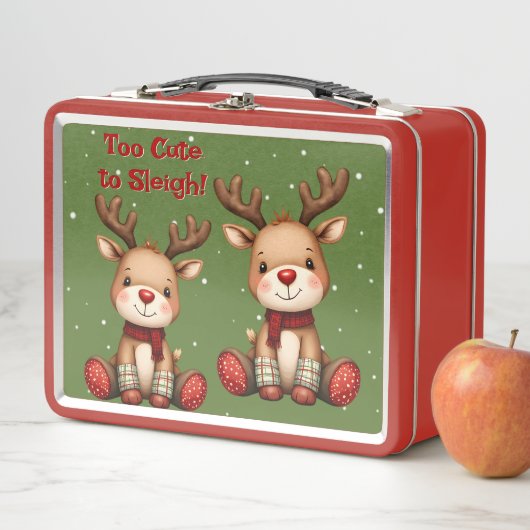 Sweet Reindeer Pair in Holiday Snowfall Metall Brotdose (Beispiel)