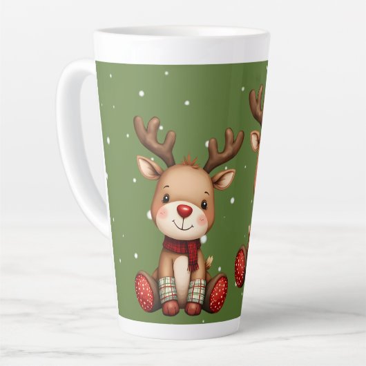 Sweet Reindeer Pair in Holiday Snowfall Milchtasse (Linke Ecke)