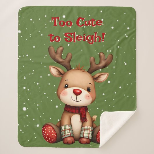 Sweet Reindeer Pair in Holiday Snowfall Sherpadecke (Vorderseite)
