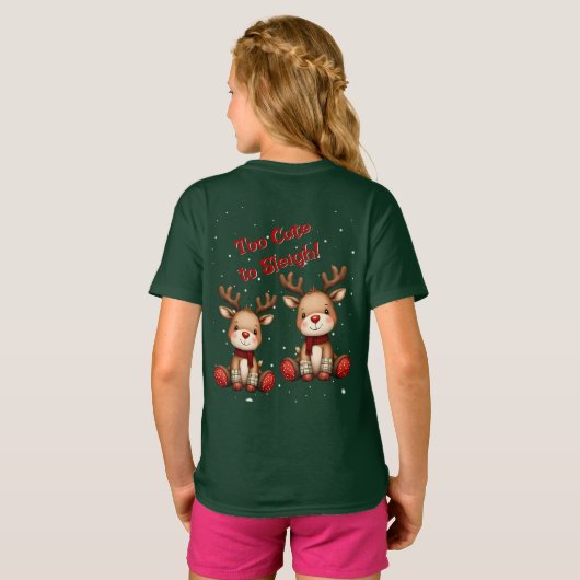 Sweet Reindeer Pair in Holiday Snowfall T-Shirt (Schwarz voll)