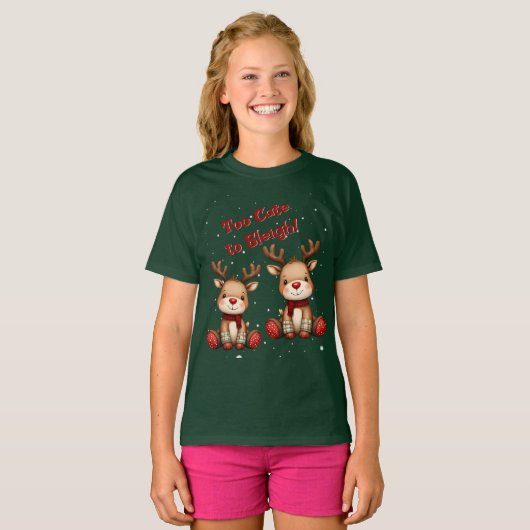 Sweet Reindeer Pair in Holiday Snowfall T-Shirt (Vorne ganz)