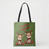Sweet Reindeer Pair in Holiday Snowfall Tasche (Vorderseite)