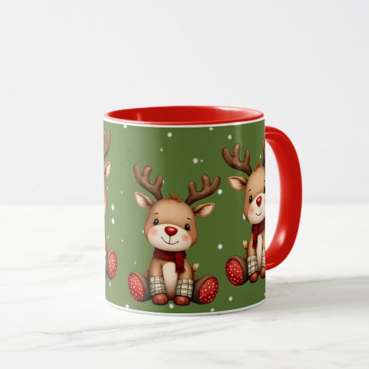 Sweet Reindeer Pair in Holiday Snowfall Tasse (VorderseiteRechts)