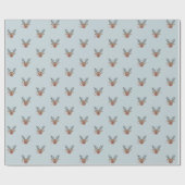 Sweet Reindeer Pattern Joyful Dusty Blue Christmas Geschenkpapier (Flach)