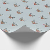 Sweet Reindeer Pattern Joyful Dusty Blue Christmas Geschenkpapier (Ecke)