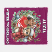 Sweet Reindeer Photo Christmas Wreath Christmas Fleecedecke (Vorderseite (Horizontal))