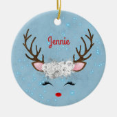 Sweet Rentier Eyelashes und Antler mit Blume Keramik Ornament (Vorne)