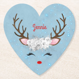 Sweet Rentier Eyelashes und Antler mit Blume Untersetzer