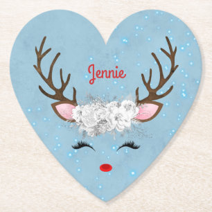 Sweet Rentier Eyelashes und Antler mit Blume Untersetzer