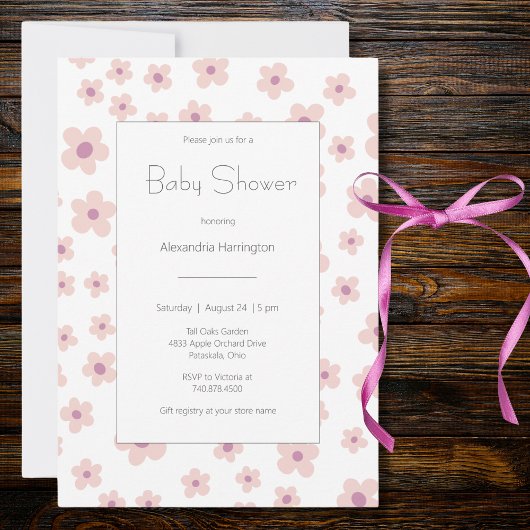 Sweet Retro Blume Kinderdusche Einladung