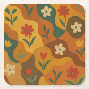 Sweet Retro Country Garden Muster Rechteckiger Pappuntersetzer