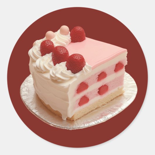 Sweet Retro Delight Strawbere Layer Cake Runder Aufkleber (Vorderseite)