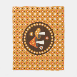 Sweet Retro Pilze und Blume Fleecedecke