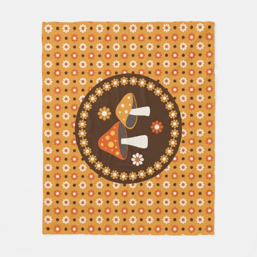 Sweet Retro Pilze und Blume Fleecedecke (Vorderseite)