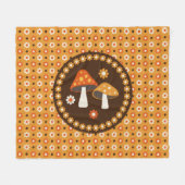 Sweet Retro Pilze und Blume Fleecedecke (Vorderseite (Horizontal))