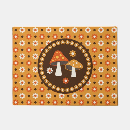Sweet Retro Pilze und Blume Fußmatte (Vorderseite)