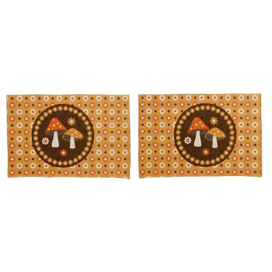 Sweet Retro Pilze und Blume Kissenbezug (Vorderseite-Set)