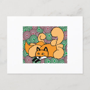Sweet Retro Vintag Cartoon Fox Postkarte
