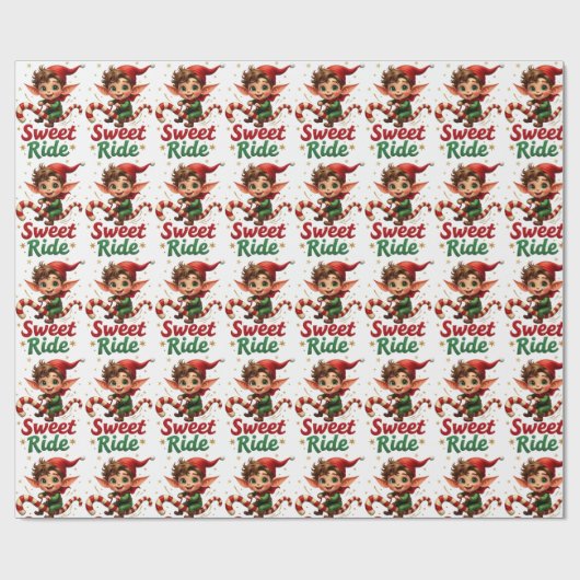 Sweet Ride Elf Christmas Wrapping Paper Geschenkpapier (Flach)