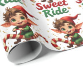 Sweet Ride Elf Christmas Wrapping Paper Geschenkpapier (Rolleneckpunkt)