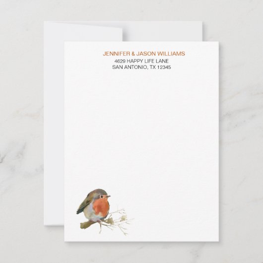 Sweet Robin Bird Nature Lover Stationery Mitteilungskarte (Vorderseite)