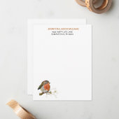 Sweet Robin Bird Nature Lover Stationery Mitteilungskarte (Vorderseite/Rückseite Beispiel)