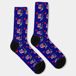 Sweet Romance Niedlich Hearts and Pink Roses Socks Socken