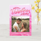 Sweet Romance Pink Fur Foto Valentinstag Karte (Gelbe Blume)