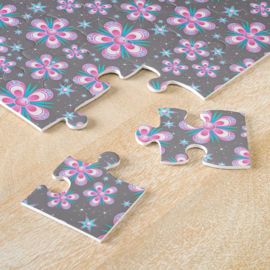 Sweet Romantic Abstrakt Pink Blume Muster Puzzle (Seite)