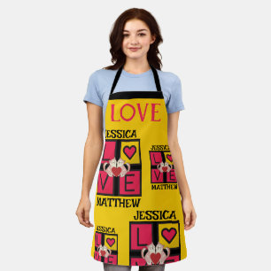 Sweet Romantic Happy Valentines Day Couple Name Schürze