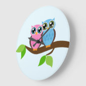 Sweet Romantic Owls Große Wanduhr (Winkel)