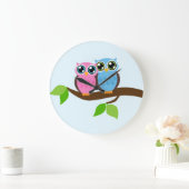 Sweet Romantic Owls Große Wanduhr (Zuhause)
