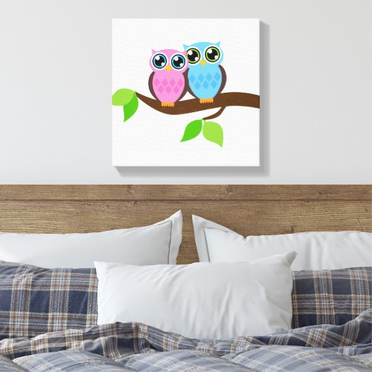 Sweet Romantic Owls Leinwanddruck (Insitu (Schlafzimmer))