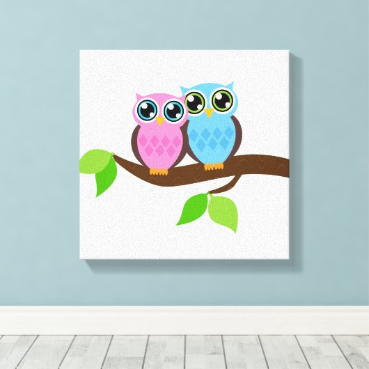 Sweet Romantic Owls Leinwanddruck (Insitu (Holzboden))