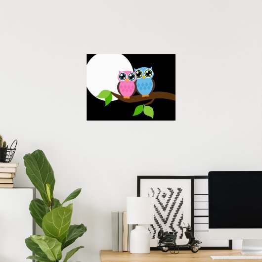Sweet Romantic Owls Poster (Heimbüro)