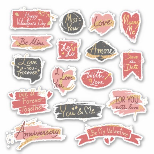 Sweet romantic valentine Custom-Cut Vinyl Sticker (Vorderseite)