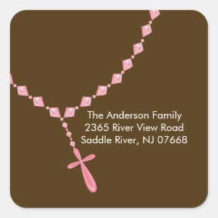 Sweet Rosary Beads Adresse Aufkleber Taufe