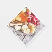 Sweet Rosh Hashanah mit rustikalen Äpfeln und Honi Serviette (Ecke)