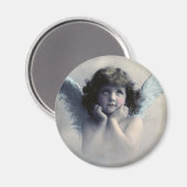 Sweet Rosy Cheeked Vintag Angel in Wolken Magnet (Vorderseite/Rückseite)