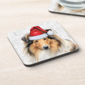 Sweet Rough Collie Dog Wine tasting in der Fattori Getränkeuntersetzer (Linke Seite)