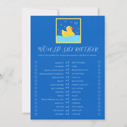 Sweet Rubber Ducky Bubbles würden sie eher spielen Einladung (Vorderseite)
