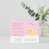 Sweet Rubber Ducky PInk Baby Shower Einladungen (Stehend Vorderseite)