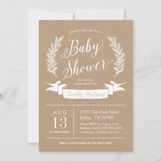 Sweet Rustic Baby Dusche Einladung (Vorderseite)