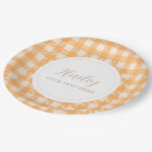 Sweet Rustic Bauern sie Gingham kariertes Party Pappteller (Schrägansicht)